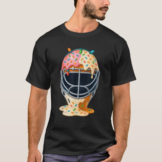 Ice Cream Baseball Catcher Mask Sports Fans Drippi T-Shirt (Vorderseite)
