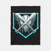 Ice Cream Baseball Drip Home Plate Bats Cool For B Fleecedecke (Vorderseite)