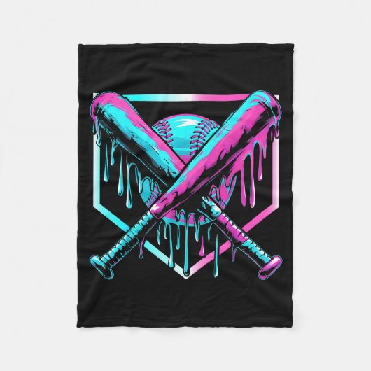 Ice Cream Baseball Drip Home Plate Bats Cool For B Fleecedecke (Vorderseite)