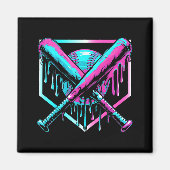 Ice Cream Baseball Drip Home Plate Bats Cool For B Magnet (Vorne)