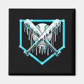 Ice Cream Baseball Drip Home Plate Bats Cool For B Magnet (Vorne)