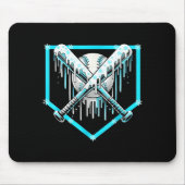 Ice Cream Baseball Drip Home Plate Bats Cool For B Mousepad (Vorne)