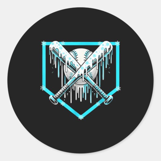 Ice Cream Baseball Drip Home Plate Bats Cool For B Runder Aufkleber (Vorderseite)
