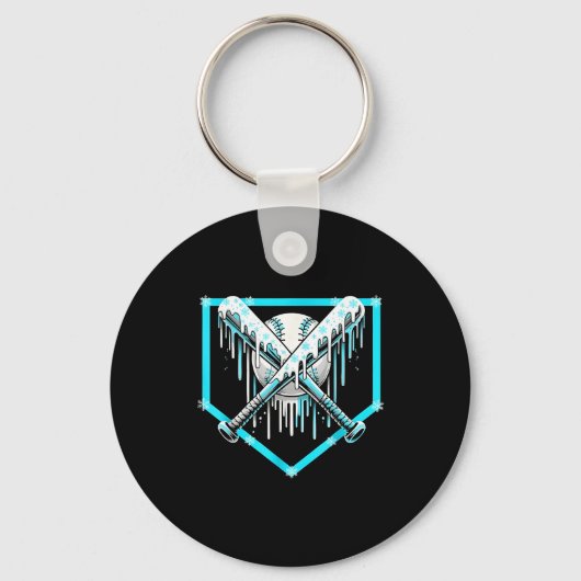 Ice Cream Baseball Drip Home Plate Bats Cool For B Schlüsselanhänger (Vorderseite)