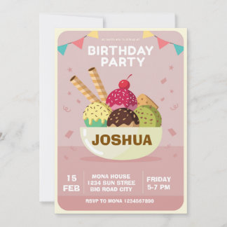 Ice Cream Birthday Invitation  Sweet Treats Sunday Einladung