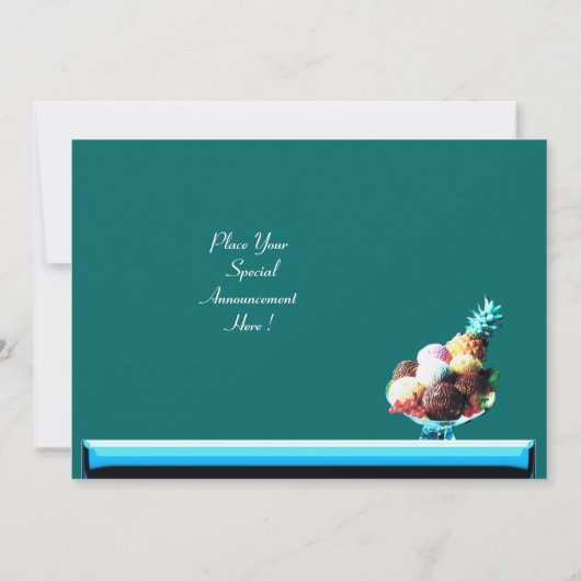 ICE CREAM BIRTHDAY PARTY 2, blau grün Einladung (Rückseite)