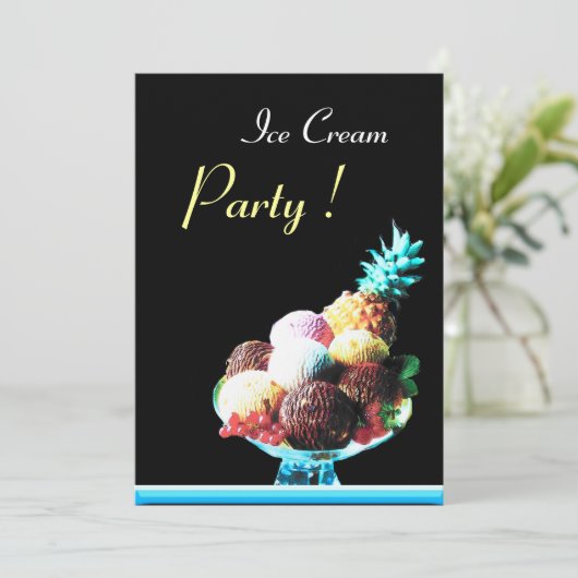 ICE CREAM BIRTHDAY PARTY 2 EINLADUNG (Stehend Vorderseite)