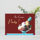 ICE CREAM BIRTHDAY PARTY 2, rot Einladung (Stehend Vorderseite)