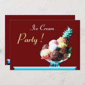 ICE CREAM BIRTHDAY PARTY 2, rot Einladung (Vorne/Hinten)