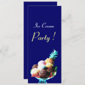 ICE CREAM BIRTHDAY PARTY, blau Einladung (Vorne/Hinten)