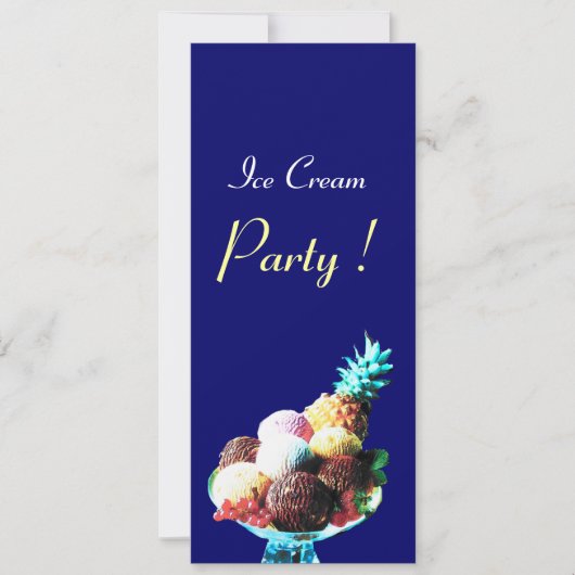 ICE CREAM BIRTHDAY PARTY, blau Einladung (Vorderseite)