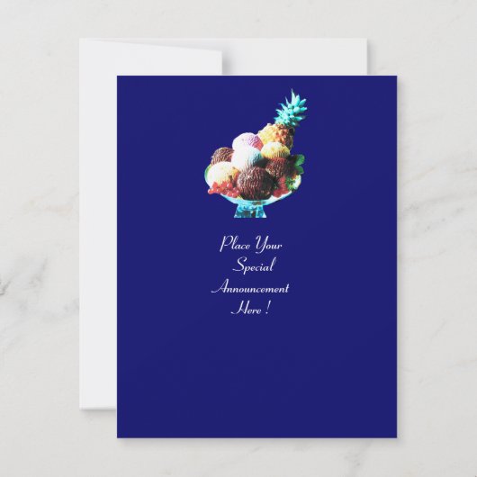 ICE CREAM BIRTHDAY PARTY, blau Einladung (Rückseite)