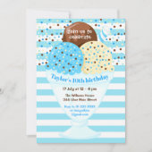 Ice Cream Birthday Party Blue Einladung (Vorderseite)