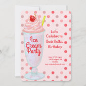 Ice Cream Birthday Party Einladung (Vorderseite)