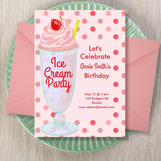 Ice Cream Birthday Party Einladung