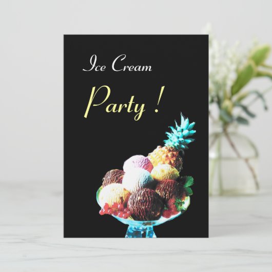 ICE CREAM BIRTHDAY PARTY EINLADUNG (Stehend Vorderseite)
