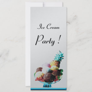 ICE CREAM BIRTHDAY PARTY Silberblau Einladung