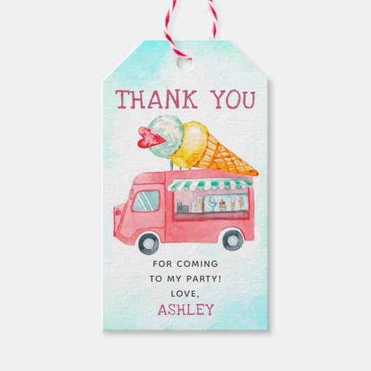Ice Cream Birthday Vielen Dank Geschenkanhänger (Vorderseite)