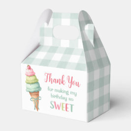 Ice Cream Blue Bow Gingham Birthday Party Geschenkschachtel
