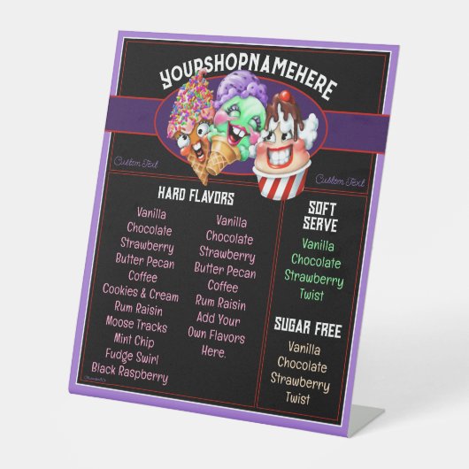 Ice Cream Business Counter Menu FLAVORS Sockelschild (Vorderseite)