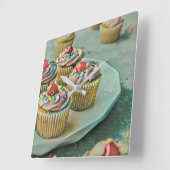 Ice cream cake quadratische wanduhr (Winkel)