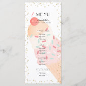 Ice Cream Cherry Pink Girl Baby Shower Menükarte (Vorderseite)