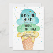 Ice Cream Cone Confetti Boy Einladung zum Geburtst (Vorderseite)