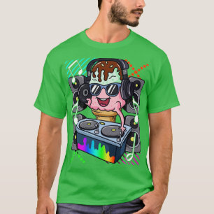 Ice Cream Cone DJ Dance Music Electronic Hip Hop T-Shirt