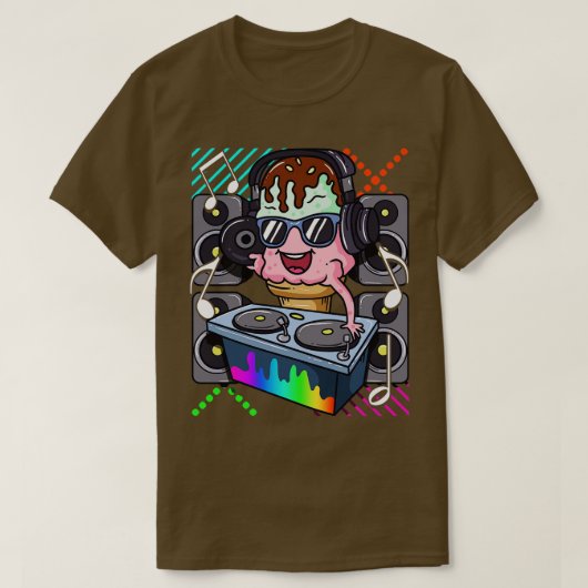 Ice Cream Cone DJ Dance Music Electronic Hip Hop T-Shirt (Design vorne)
