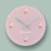 Ice Cream Cone Modern Pink Kitchen Runde Wanduhr