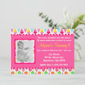 Ice Cream Cone Pink Girl Photo Birthday Invitation Einladung (Stehend Vorderseite)