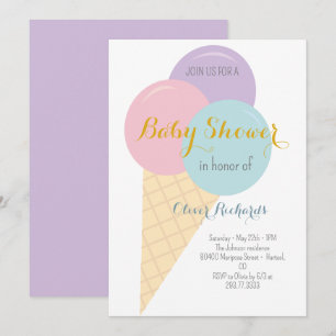 Ice Cream Cone Scoop Kinderdusche Einladung