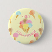 Ice Cream Connoisseur Pastell Personalisiert Button (Vorderseite)