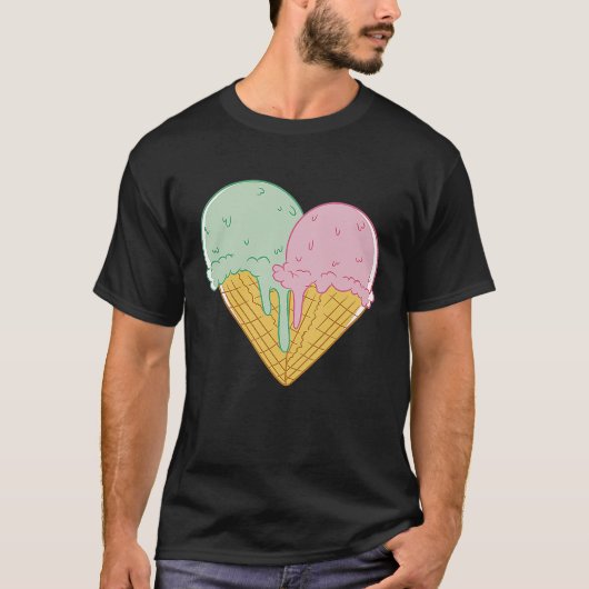 Ice Cream  Cute Heart Valentine's Day Couple Match T-Shirt (Vorderseite)