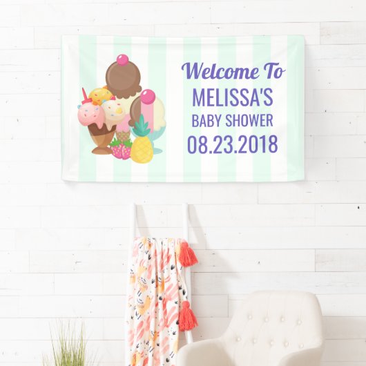 Ice Cream Desserts Kinderdusche Willkommen Banner (Insitu)