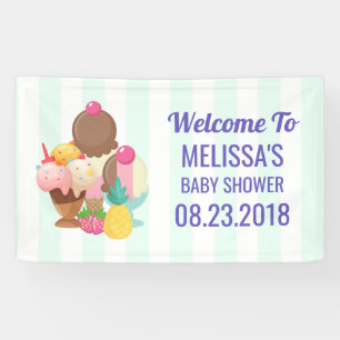 Ice Cream Desserts Kinderdusche Willkommen Banner