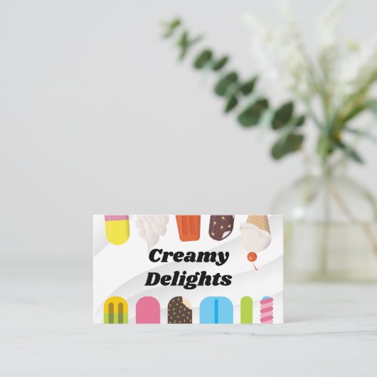 Ice Cream Desserts Visitenkarte (Stehend Vorderseite)