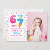 Ice Cream Donut Six Seven Birthday Photo Einladung (Vorderseite)