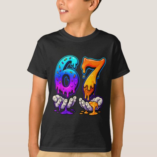 Ice Cream Drip 6 7 Number 67 Six Seven Meme Mens B T-Shirt (Vorderseite)