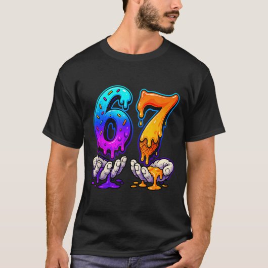 Ice Cream Drip 6 7 Number 67 Six Seven Meme Mens B T-Shirt (Vorderseite)