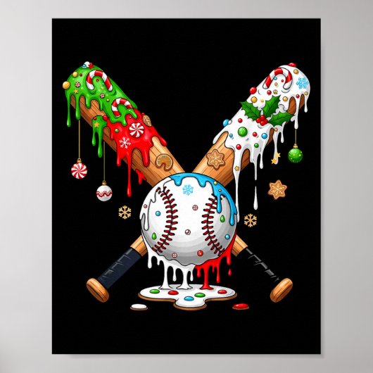 Ice Cream Drip Baseball Christmas Xmas Pajama Kids Poster (Vorne)