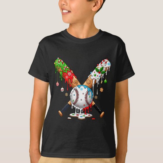 Ice Cream Drip Baseball Christmas Xmas Pajama Kids T-Shirt (Vorderseite)