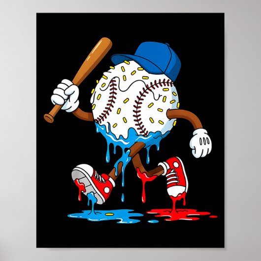 Ice Cream Drip Baseball Sts Baseball Lifestyle Boy Poster (Vorne)