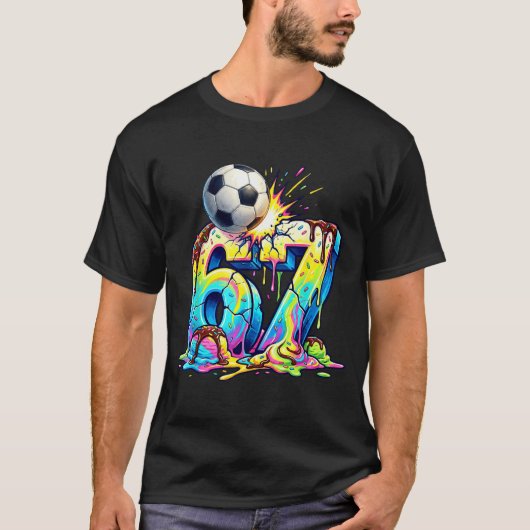 Ice Cream Drip Soccer 67 Six Seven Funny Gen Alpha T-Shirt (Vorderseite)
