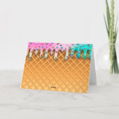 Ice Cream Drip Waffle Cone Pink With Sprinkles Karte (Rückseite)