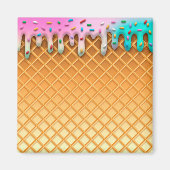 Ice Cream Drip Waffle Cone Pink With Sprinkles Magnet (Vorne)