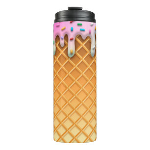 Ice Cream Drip Waffle Cone Pink With Sprinkles Thermosbecher