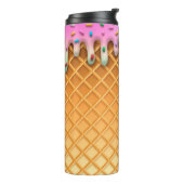 Ice Cream Drip Waffle Cone Pink With Sprinkles Thermosbecher (Nach links gedreht)