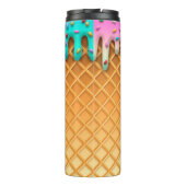 Ice Cream Drip Waffle Cone Pink With Sprinkles Thermosbecher (Rückseite)