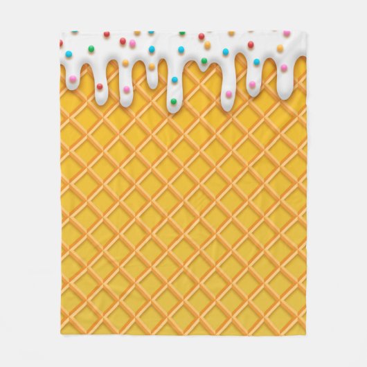 Ice Cream Drip Waffle Cone With Sprinkles Fleecedecke (Vorderseite)